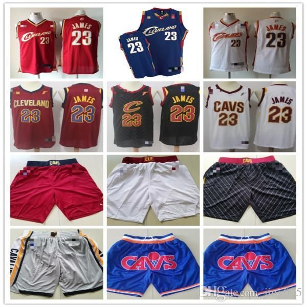 

mens cleveland cavaliers 23 lebron james red white navy black basketball shorts basketball jerseys, Black;red