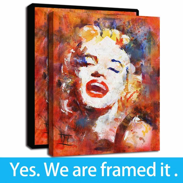

framed artwork color graffiti marilyn monroe abstract oil paintings hd print on canvas wall art paintings for home decoration ready to hang