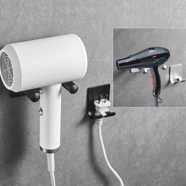 

aluminum alloy hair hanger wall mount blow dryer holder bracket punch hanger bathroom storage rack