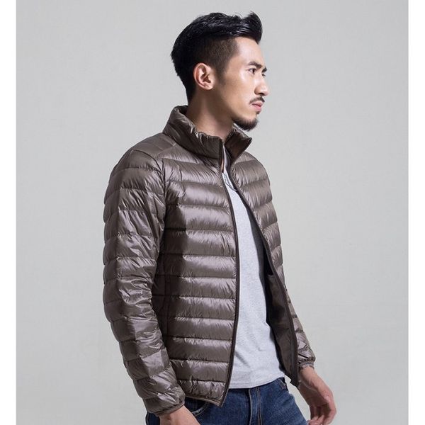 

designer mens down jacket mens solid color thin stand collar winter jackets 2019 keep warm mens luxury outwear down coat, Black