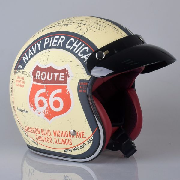 

retro chopper route 66 motorcycle helmet 3/4 open face vintage helmet moto casque casco motocicleta capacete helmets