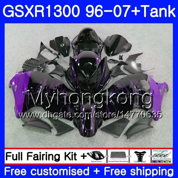 1Set für Suzuki Hayabusa GSXR-1300 03 04 05 2006 2007 Verkauf Schwarz Hot 333HM.254 GSXR1300 96 GSXR 1300 2002 2003 2004 2005 06 07 Verkleidung + Tank