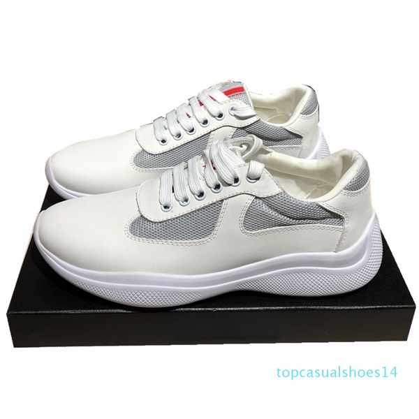 

2020 new men fashion casual shoes america's cup designer sneakers patent leather and nylon luxury sneakers mens shoe t14, Black