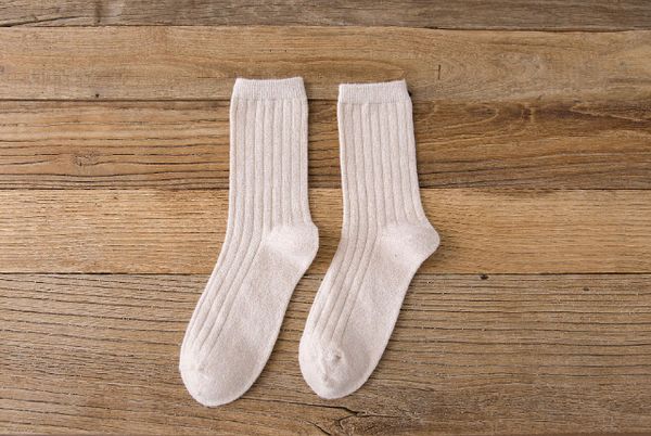 

sports socks winter new solid color stripe women's sports wind thickening wool pile pile socks factory wholesale, Black