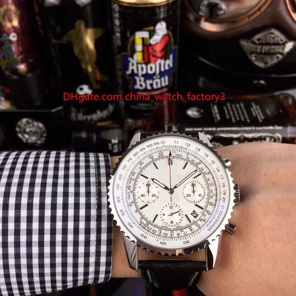 

5 стиль topselling высокого качества часы 43мм navitimer ab0441211b1x1 из нержавеющей стали кожа vk кварцевый хронограф workin мужские часы, Slivery;brown