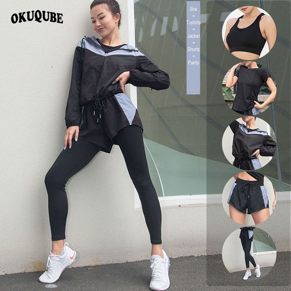 

women sportswear breathable yoga set hooded sports suit jogging training gym workout clothes quick dry woman running sets m-2xl, Black;blue