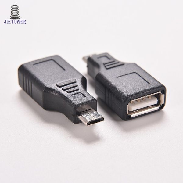 500pcs / lote preto f / m USB 2.0 uma mulher para micro USB plug masculino otg host adaptador conversor conector até 480Mbps