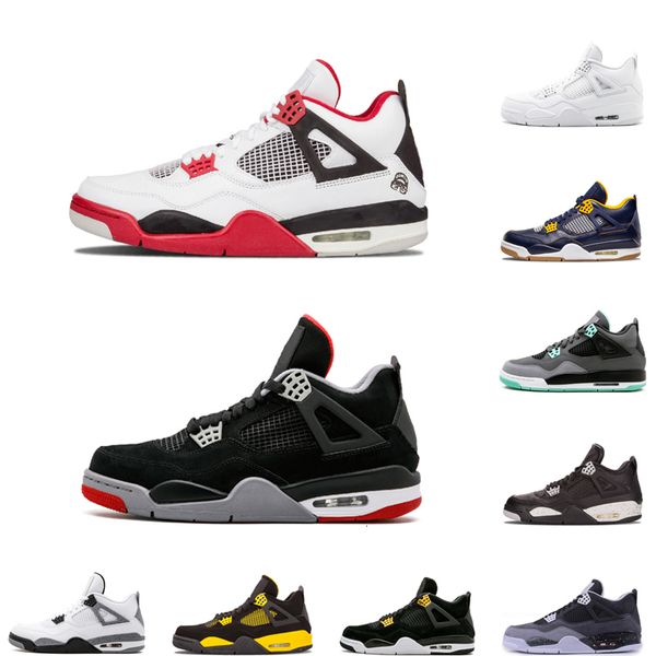 

2019 new 4 men sneakers cactus jack travis scotts x black cat 4s white cement iv basketball shoes sport trainers size 7-12