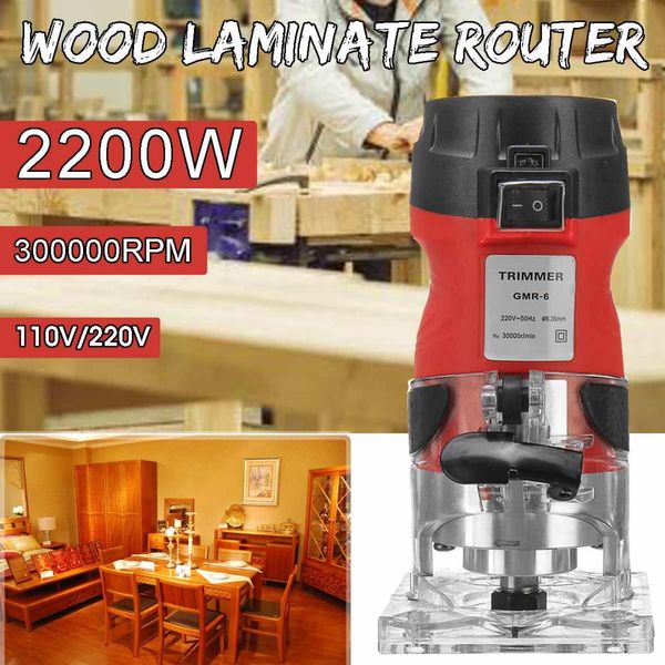 

6.35mm 220v/110v 2200w electric hand trimmer wood laminator router trimming carving milling machine woodworking power tools