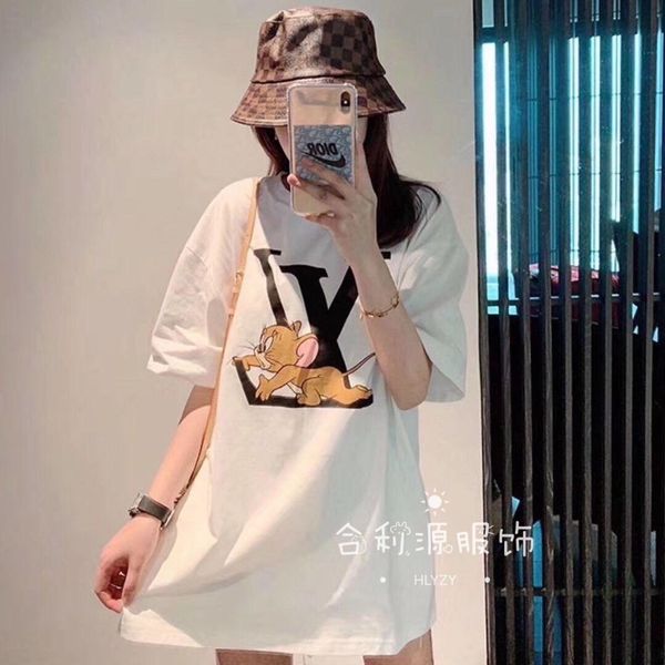

the latest ladies' middle-long casual loose animal print t-shirt in 2020 is made of 100% cotton fabric, loose, soft and comfortable. s, White