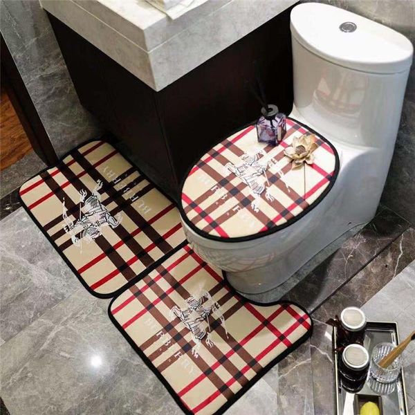 

3 piece fashion brand toilet foot cover toilet seat cover no-slip letter print bathroom set