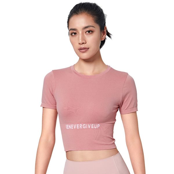 

letter printed compression shirt women running yoga short sleeve shirts slim crop dry quick sports t shirts fitness gym, White;red