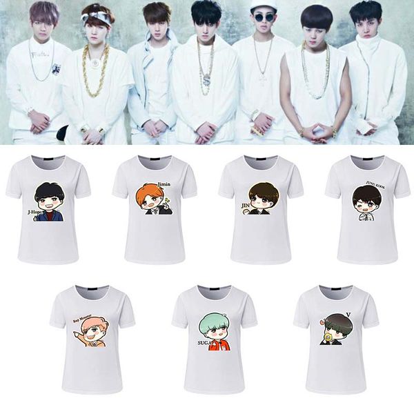 

корея группа бпса фан тенниски женщины аним аватар printting вскользь короткий рукав хлопок бленда женских облечь s-xxl, White