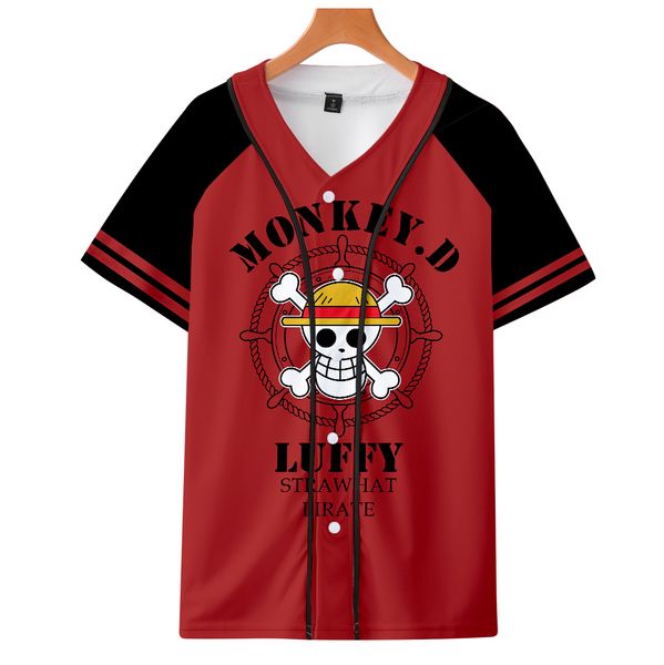 

2019 one piece cosplay 3d print summer baseball shirts fashion short sleeve casual streetwear clothes cosplay, White;black