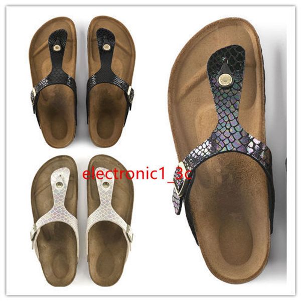 

new brand gizeh men and women slippers breathble flip flops summer brik beach sandals fashion buckle genuine leather casual cool sandals