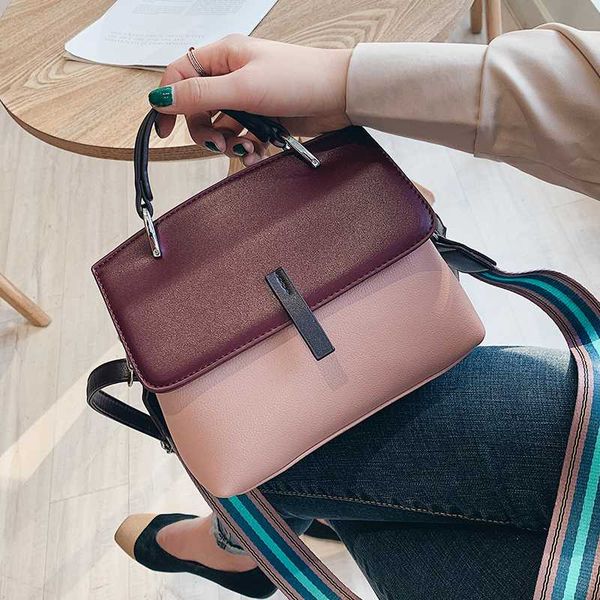 

european style fashion small flap bag women handbags pu leather portable shoulder bag ladies hit color crossbody messenger bags