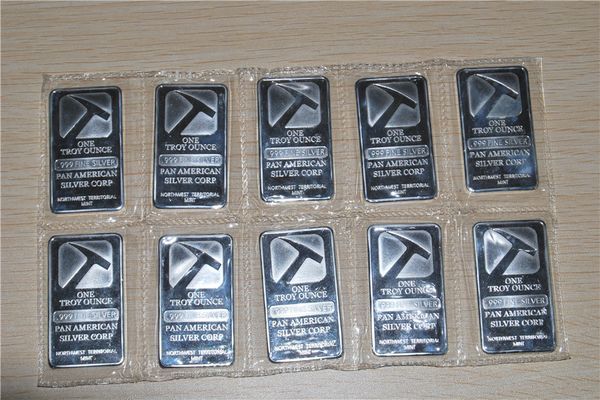 Frete Grátis 50 pçs / lote, Pan American Silver Corp 1 Troy Onça Silver Bars