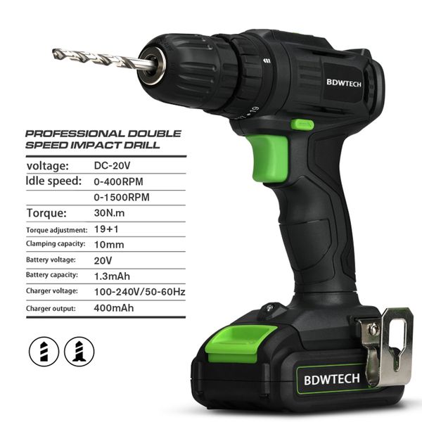 

bdwtech 20v electric screwdriver rechangeable lithium battery cordless screwdriver two-speed cordless