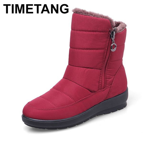 

timetang 2019 the new non-slip waterproof winter boots plus cotton velvet women shoes warm light big size 41 42 snow bootse1872, Black