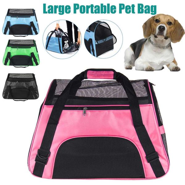 

cat dog outdoor backpack travel large portable pet bag handbag foldable breathable puppy carrying mesh shoulder pet handbag m/l