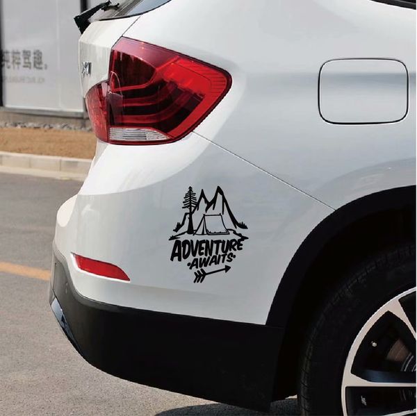 

1pc adventure waiting vinyl car stickers pine tree tourism body pull flower decals