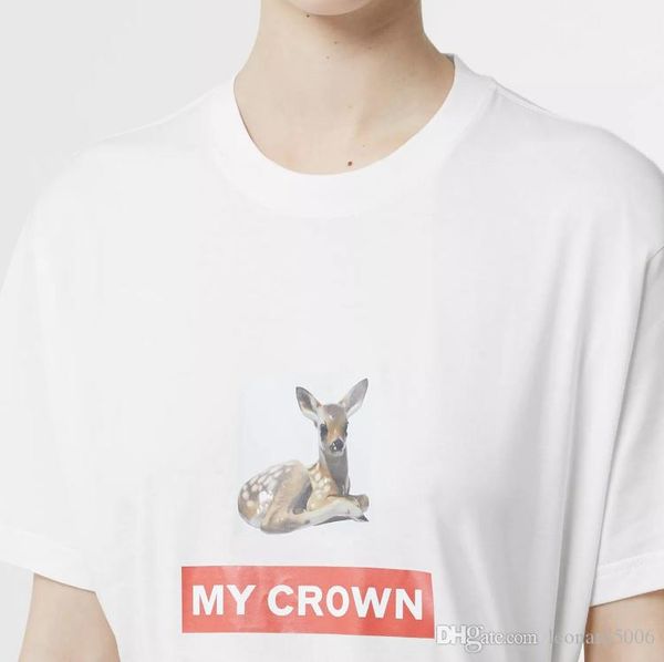 

2019 new fashion designer t shirt mens t shirt brand burb bbr printed t shirt hip-hop muti-style short sleeve women men deer my crown, White;black