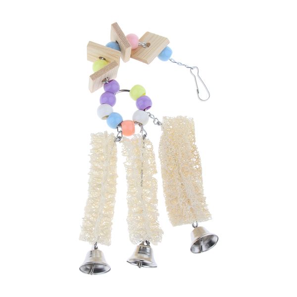 

parakeet chewing toy ,parrot bird bites swing, loofah ,easy hanging,with 3 bells