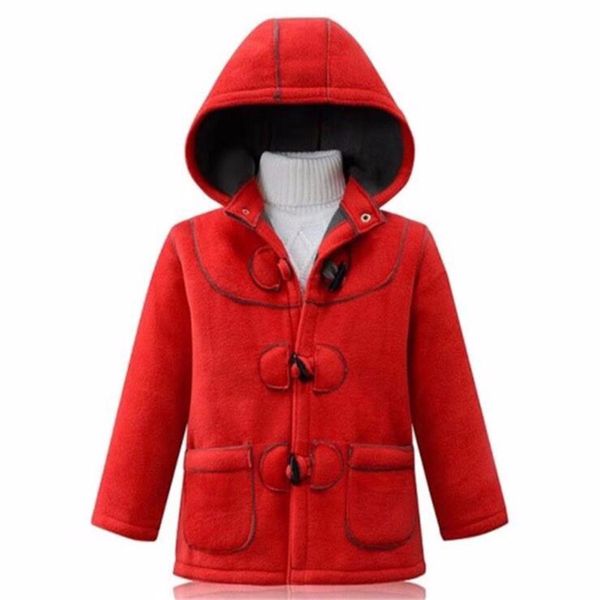 

horn buckle kids outwear coat fleece girls hooded jacket plaid boys windbreak for children clothes spring baby jackets coat, Blue;gray