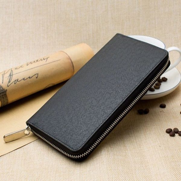 

new wallet men long purse men's clutch bag zipper business card holder vintage male coin purse cross pattern wallet, Red;black