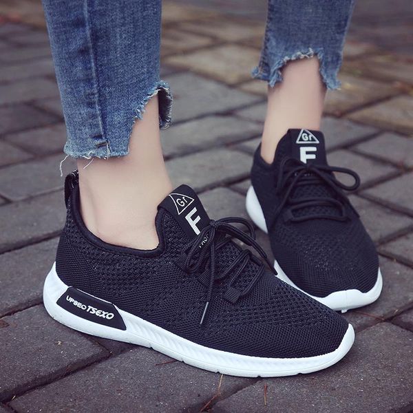 

2020 women casual shoes fashion tenis feminino light breathable mesh flat sneakers women shoes woman ladies female walking, Black