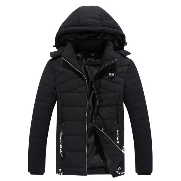 

men new arrivals jackets jacket casual cotton thick men 's wild fashion hooded jacket coat winter parka clothing, Black