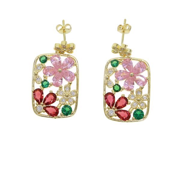 

bohemia style cz jewelry big colorful round cubic zirconia long dangle drop earrings for women party gift, Silver