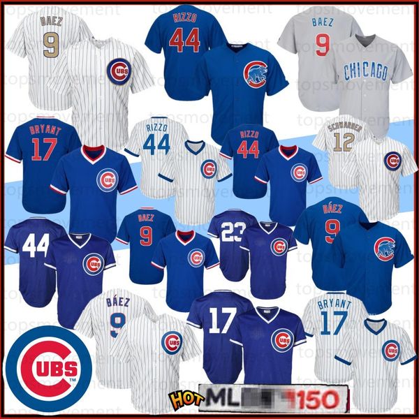 

9 javier baez men baseball jerseys chicago 150th 44 anthony rizzo cubs 12 kyle schwarber 17 kris bryant 23 sandberd m-xxxl stock 2020, Blue;black