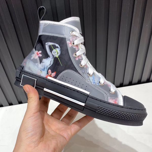 

b23 oblique shoes technical canvas sneakers outdoor flowers letter animal print high and low cut dinosaurs flowers beautys trainer shoes, Black