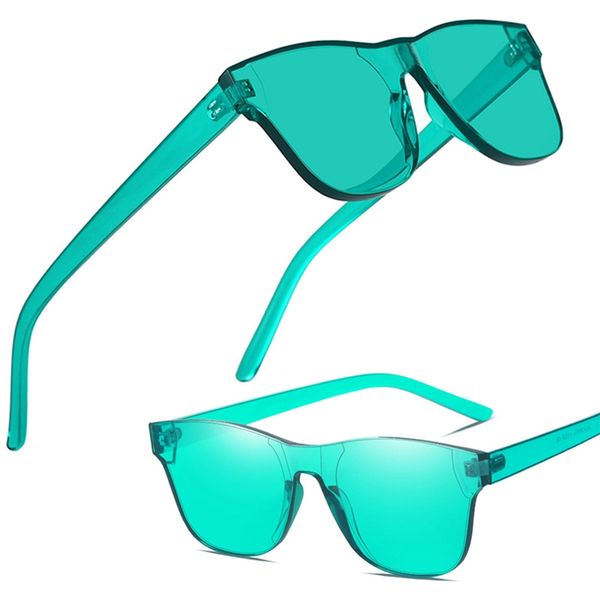 

new square one piece lens sunglasses women transparent plastic men style sun glasses clear candy color brand designer, White;black