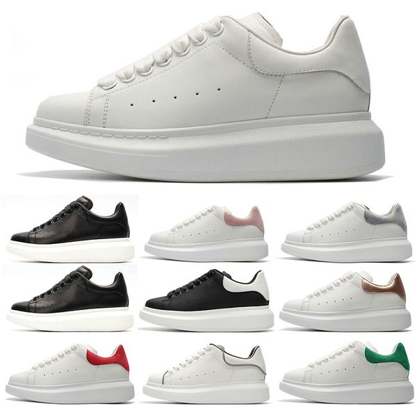 

2019 new Mens Womens Fashion Luxury White Leather Black Back Platform Shoes Flat Casual Shoes Lady Black Pink Gold Women White sneakers36-44