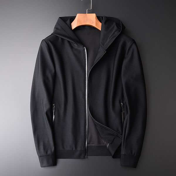 

double compound fabric male jacket luxury hooded mens and coats spring fashion slim jackets for men plus size 4xl, Black;brown