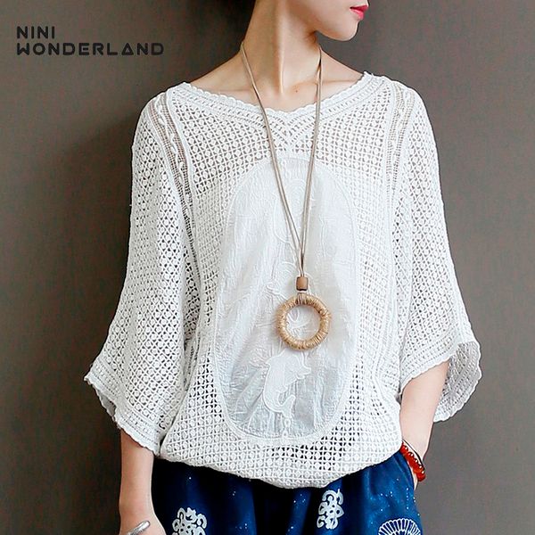

nini wonderland 2019 autumn hollow out knit sweater women v neck knitting cotton sweater lady batwing sleeve casual spring, White;black