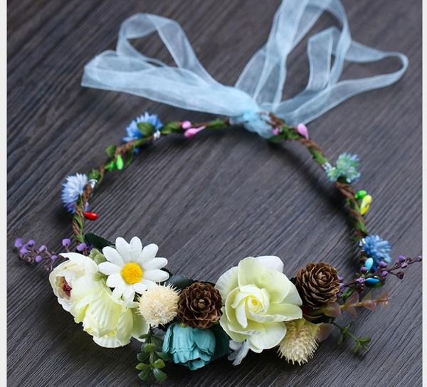 

color garland straw hat accessories children's dress accessories flower headdress, Silver