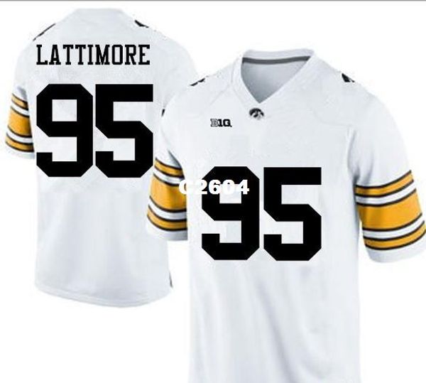 

2019 new men white iowa hawkeyes cedrick lattimore # 95 real full collectury college jersey size s-4xl или пользовательское любое имя или но, Black;red