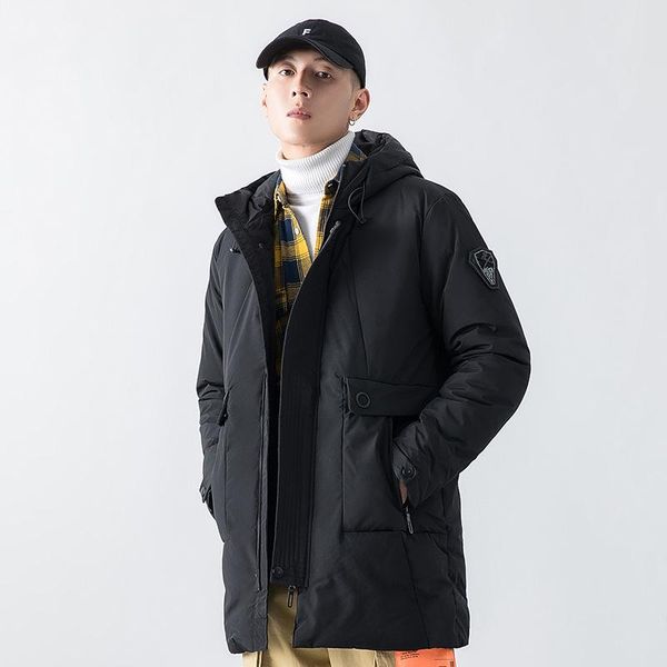 

2019new зима новый инс тренд с капюшоном простой мужской хлопчатобумажной куртки толстые теплые хлопчатобумажные куртки мужчины, Black