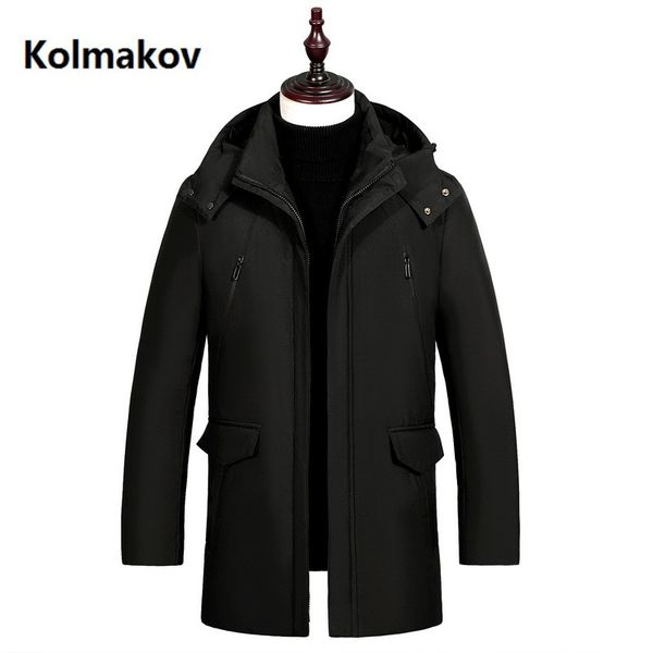

kolmakov mens winter down coats men's parkas 2019 warm fur hooded white duck down jacket men thick coat plus size m-5xl, Black