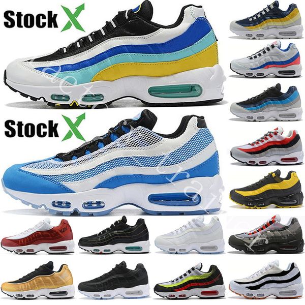 

2020 bred 95 og white gym red university gold laser fuchsia men running shoes triple black 95s mens trainers sports sneakers size 36-46