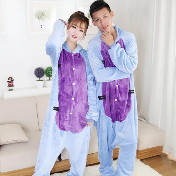 

special offer women's donkey pattern cosplay costumes full sleeve microfiber sleep lounge onesies pajamas for womens, Blue;gray