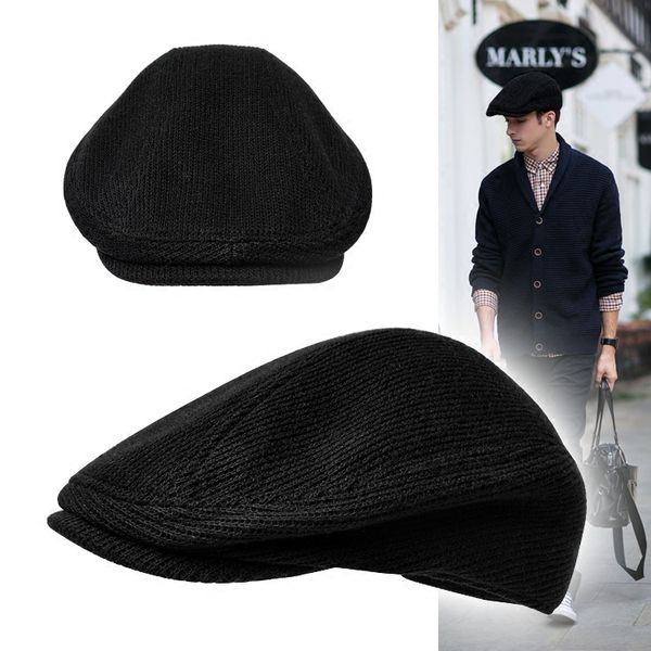 

big cap black autumn and winter warm men's beret cap men's forward hat cape retro women, Blue;gray