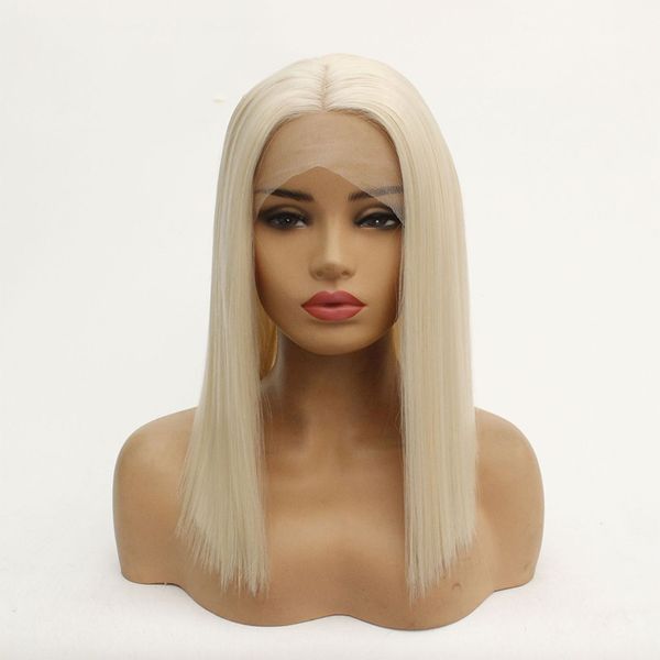 

straight hair medium length bob wig synthetic lace front wigs looking natural blonde cosplay lace wig high temperature fiber fast shipping