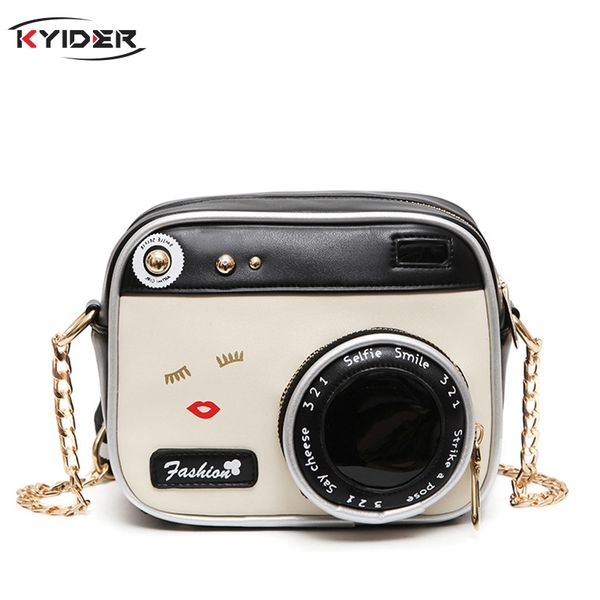 

kyider camera shaped lip handbag shopping tote bolsa mujer small flap new funny women leather shoulder messenger cross body bag