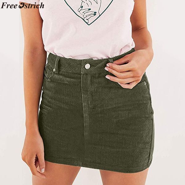 

ostrich 2019 women's summer slim corduroy short high waist bodycon pencil mini skirt ing, Black