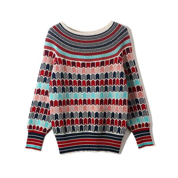 

2019 new sweater women loose sweaters pullover print knitted sweater cashmere women's winter clothes female m190806, White;black