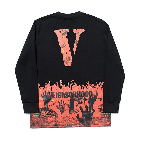 

19ss vlone mens fashion designer hoodie hip hop men women casual long sleeve mens designer pullover sweatshirt, Black